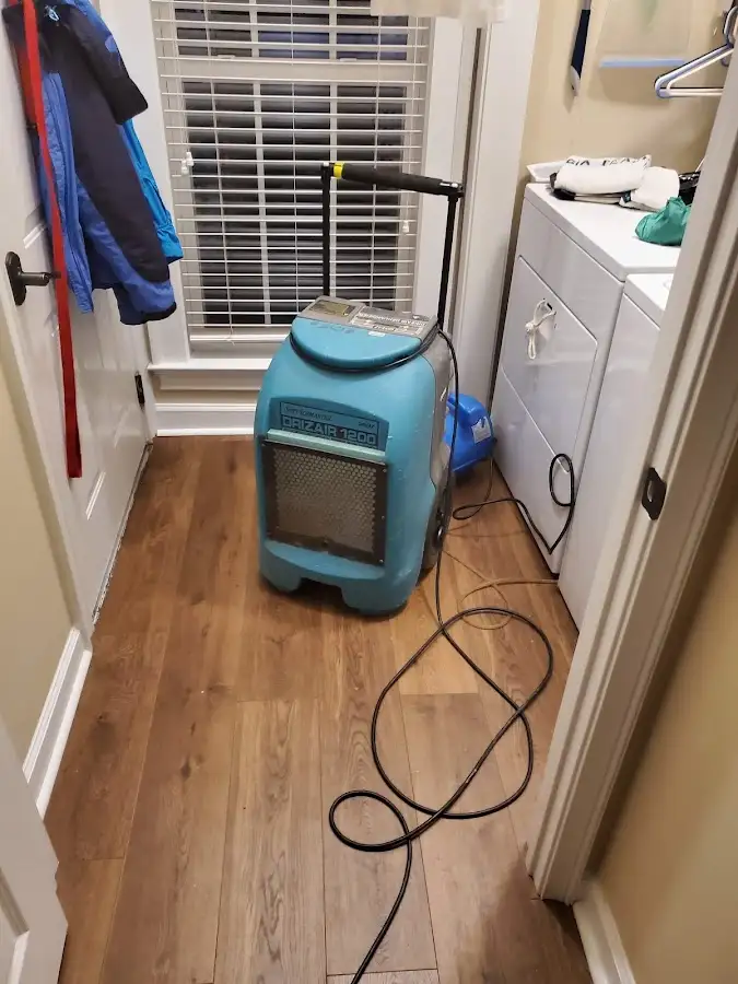 Commercial dehumidifier deployed for Flood Damage Cleanup in Latimer